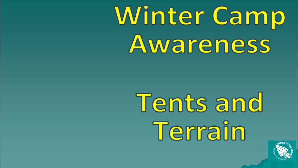 Winter Camp Awareness poster for tents and terrain