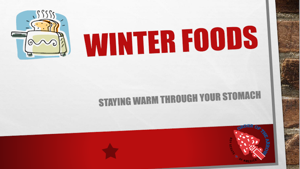 Winter Camp Awareness poster for winter foods