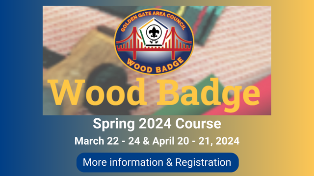 Poster promoting the Spring 2024 Wood Badge course.